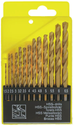 Set 13 burghie HSS Titan pentru metal de la 1.5 la 6.5mm Klausstech 