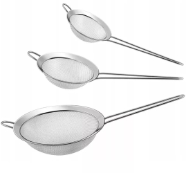 Set 3 bucati site bucatarie otel 5.5 7 si 8 cm diametru argintiu 