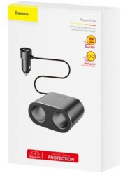 Splitter priza de bricheta Baseus cu 2xUSB 3.1A 100W negru 