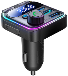 Transmitator FM pentru auto Joyroom cu dual-mic 48W negru 