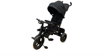 Tricicleta cu scaun reversibil pozitie de somn pedale si far cu lumina negru 