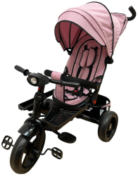 Tricicleta cu scaun reversibil pozitie de somn pedale si far cu lumina roz 
