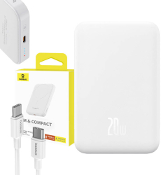 Baza mini powerbank magnetica Baseus 5000mah USB-C 20w alb 