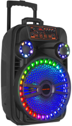 Boxa portabila 15 Inch Bluetooth Tip troler USB Radio FM Microfon Telecomanda joc de lumin RGB 300w 
