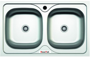 Chiuveta Klausstech Bucatarie Cu Doua Cuve Klausstech Inox Anticalcar Dimensiuni 50 X 80 Cm Design Modern Argintiu 