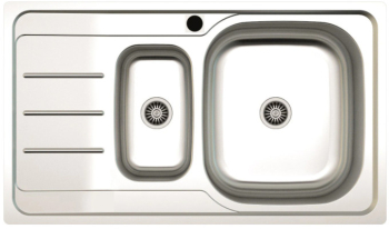 Chiuveta Klausstech Pentru Bucatarie Din Inox Propietati Anticalcar 2 X Cuve Mare/mica Sifon Dubla Scurgere Cu Ventil Argintiu 