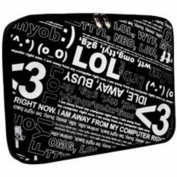 Geanta pentru laptop cu maner si design de conversatie negru-alb 