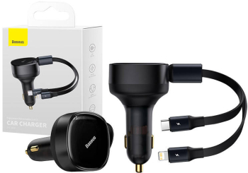 Incarcator Auto Baseus Enjoyment 3A 30W USB-C + Lightning negru 