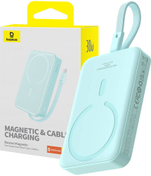 Mini incarcator extern Baseus puternic cu port USB-C si Magsafe. 