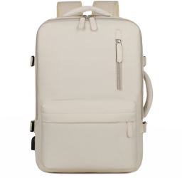 Rucsac Calatorie pentru Laptop Extensibil Impermeabil pentru Avion port USB pana la 39 L Bej OBRALIX® 