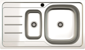 Set Chiuveta Klausstech De Bucatarie Inox Anticalcar Cuva Mare Si Mica Si Sifon Cu Dubla Scurgere Cu Ventil Argintiu 