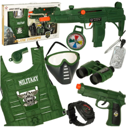 Set costum carnaval soldat pentru copii vesta cu 9 accesorii 4- 8 ani 