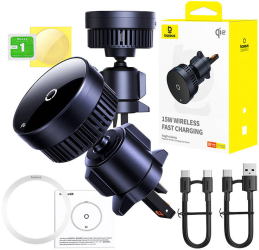Suport auto Baseus Magpro cu incarcare wireless Qi2.0 negru 
