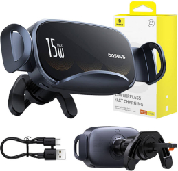 Suport auto cu incarcator inductiv Baseus Lightchaser negru 