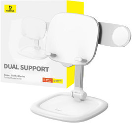 Suport pentru tableta/telefon Baseus Seria Scoica Alba.