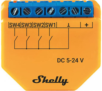 Telecomanda Wi-fi Shelly Plus I4 Dc 4 intrari digitale. 