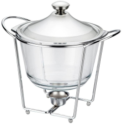 Vas De Incalzire Termorezistent Din Sticla Capacitate De 4 L Cu Capac Design Modern Si Transparent Forma Rotunda Transparent 
