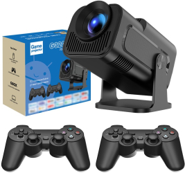 Videoproiector 4K inteligent cu consola de jocuri Android 11 6500 lumeni 280 ANSI Wi-Fi 6 Bluetooth cu rezolutie Full HD negru