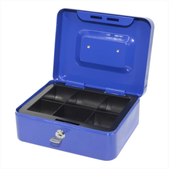Cutie De Bani Metalica Bluering Pnzk3 6 Compartimente 2 Chei Albastru 