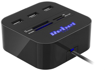 Hub USB 5 Porturi SD Card Micro SD Card Negru