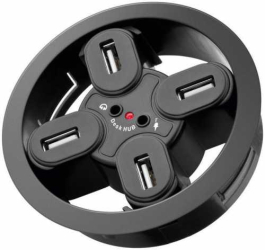 Hub USB Cu 6 Porturi 4 X USB 2.0 2 x Audio Montabil In Birou Goobay Negru