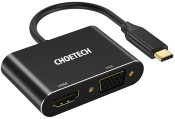 Hub USB Tip C Cu 2 Porturi 1x HDMI 1x VGA Choetech M17 Negru 