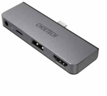 Hub USB Tip C Cu 4 Porturi 1x HDMI 1x USB 2.0 1 X USB-C Pd 60w 1x Jack 3.5mm Choetech M13 Argintiu