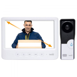 Interfon Video Home Diagonala 7 Inch Monitor Lcd Color Buton Sonerie Led Cu Lumina Albastra Alb 