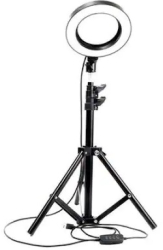 Lampa Circulara Klausstech Make Up Profesionala 20.2 Cm Led Cu Lumina Rece/calda Tip Inel Cu Trepied Stabil 55 Cm Pentru Poze Perfecte 