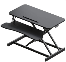 Masa Ajustabila de Birou tip Sit-Stand cu Cadru Metalic si Suport pentru Tastatura Inaltime Reglabila 14-51 cm Culoare Negru