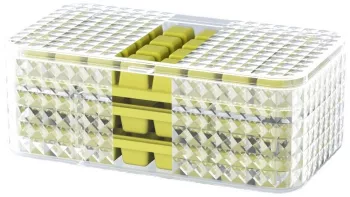 Set 3 forme pentru gheata si o caserola pentru depozitare Cyrax 96 de cuburi verde 