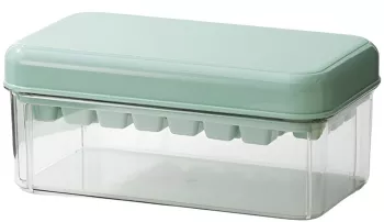 Set Cutie pentru Gheata Cyrax Uz Casnic Doua Tavite pentru Cuburi Capac Etans Lopata 23.5x13.3x10 cm Verde 