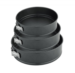 Set De 3 Forme Pentru Prajituri Klausstech Forma Rotunda Capacitate 3/3.5/4l Baza Detasabila Pereti Cu Deschidere Negru 