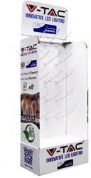 Stand carton cu 15 suporturi pentru agatare realizate din metal. 