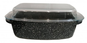 Tava Cu Capac Din Sticla Interior Din Marmura Dimensiuni 32x21x11cm Temperatura De Utilizare -20 Pana La +220 ° C 3 Straturi Cul 