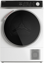 Uscator de rufe Sharp KD-NHL9S9GW4 Pompa de caldura Motor inverter Bubble drum Control tactil LED 9 kg 15 programe Clasa A+++ Alb 