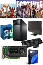 Calculator complet gaming refurbished Lenovo Ideacentre 300 i3-6100 3.7ghz ram 16gb ddr4 ssd 250gb+ hdd 500gb Quadro 2gb Monitor Windows 11 