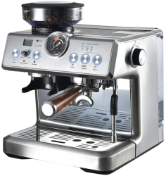 Espressor Finlux FEM-1965M Rasnita incorporata Filtrare dubla Abur puternic Pompa ULKA 20 bar 2450 W 2.8 l Inox