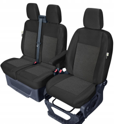 Set Huse Scaun Auto Fata Model Comfort din Material Textil Compatibile cu Ford Transit Custom 2012- Prezent Culoare Negru 