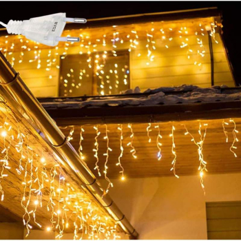 Instalatie De Craciun EDAR Model Turturi 25 m 500 Led-uri Cu 8 jocuri de lumini Franjuri Pentru Exterior/Interior Interconectabila Fi 