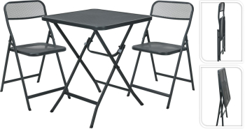 Altele SET MOBILIER PLIABIL 3 PIESE GRI 
