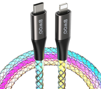 Cablu incarcare USB-C Lightning 27W Iluminat RGB - 2m