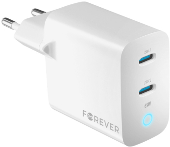Incarcator Profesional Forever cu 2x USB-C 65W Alb 