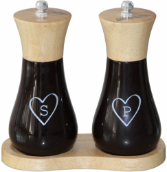 Rasnite & dozatoare condimente SET 2 RASNITE SARE & PIPER 15 CM +SUPORT 