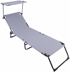Sezlonguri HR SEZLONG CU PARASOLAR 186X55X24 GRI 