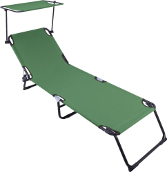 Sezlonguri HR SEZLONG CU PARASOLAR 186X55X24 VERDE 