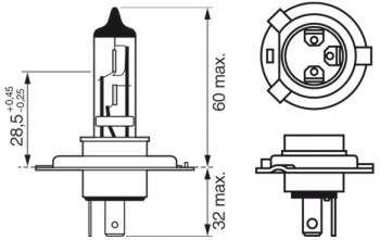 Bec 12V H4 60W / 55W Pure Light Bosch 