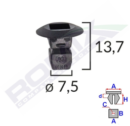 Clema Fixare Elemente Roata Pentru Grup Vag 7.5X13.7Mm Negru Set 10 Buc 