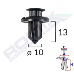 Clips Fixare Bara Fata Pentru Honda/Mitsubishi 10X13Mm - Negru Set 5 Buc 