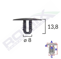 Clips Fixare Capac Motor Pentru Ford 8X13.8Mm - Negru Set 10 Buc 